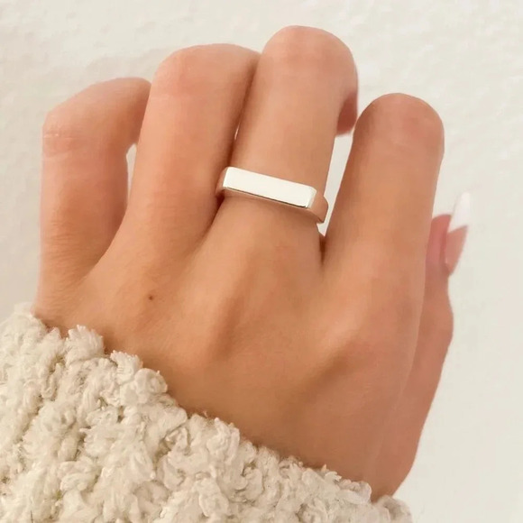 925 Sterling Silver Bar Ring Minimalist Ring Thin Bar Ring Stackable Dainty Ring - Picture 2 of 9